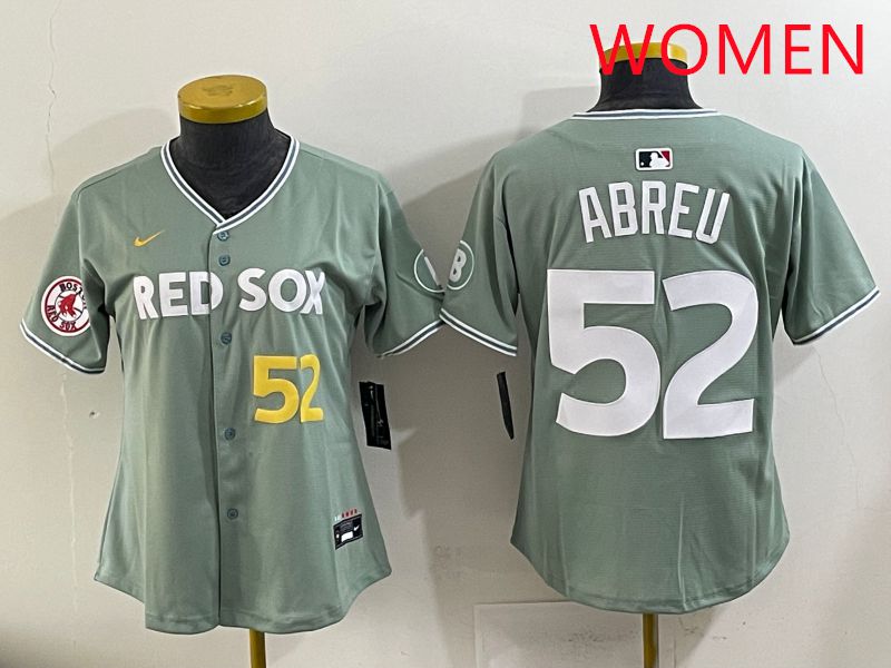 Women 2025 Boston Red Sox 52 Abreu Green Joint Name Nike MLB Jersey style 7